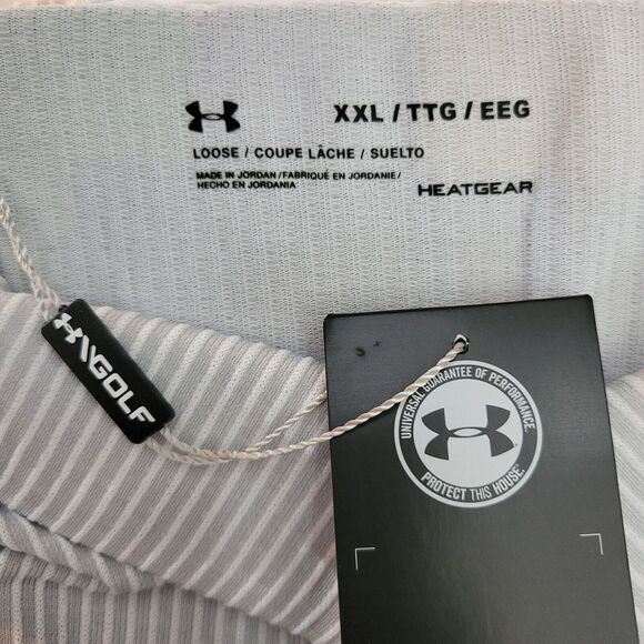 Under Armour Golf Polo Men 2XL Loose Fit Gray Textured Heat Gear Performance NWT - Picture 12 of 14